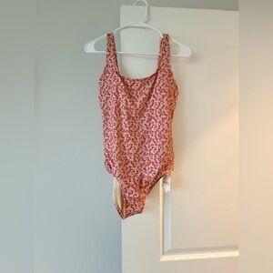 Amazon Essentials Pink and Red Floral Kids One-Piece Swimsuit